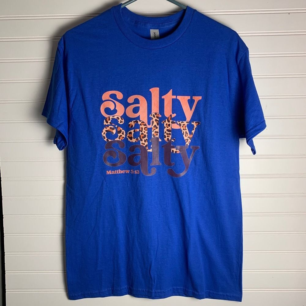 Salty Matthew 5:13 Graphic Print Crew Neck Short Sleeve T Shirt Top Medium NWOT